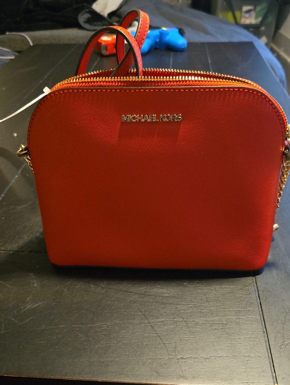 Michael Kors Cindy Mandarin Saffiano Dome Crossbody with Gold Accents
